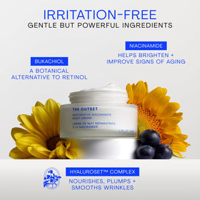 Close-up of The Outset label and text showing ingredient clarity and trust benefit