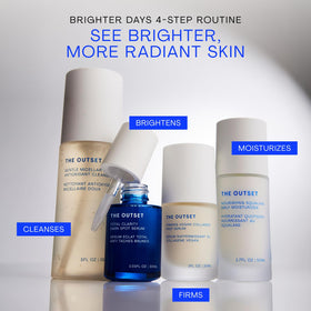 The Outset serum placed beside sunscreen showing daytime layering compatibility