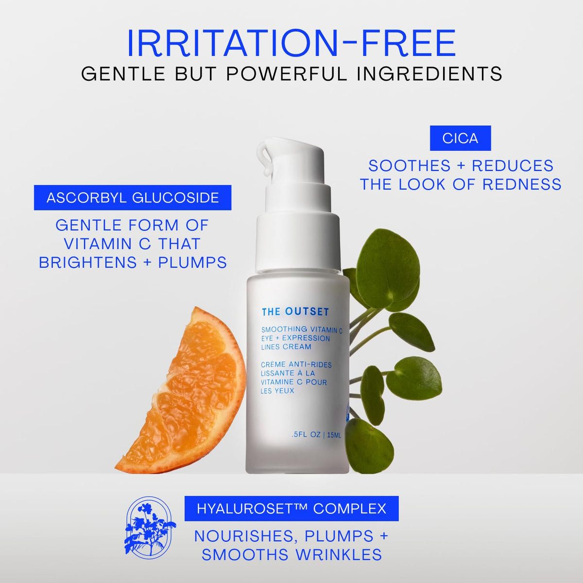 Under-eye application of The Outset showing brightening effect