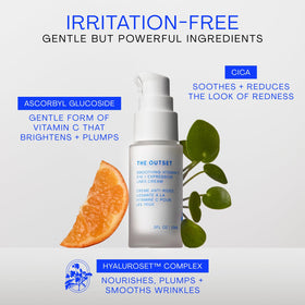 Under-eye application of The Outset showing brightening effect
