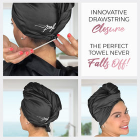 THE PERFECT HAIRCARE patented clip close-up securing wrap for slip-free styling and comfort