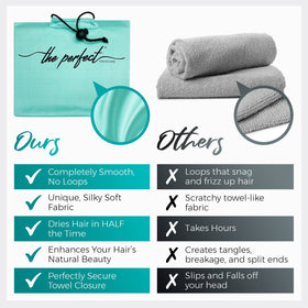 THE PERFECT HAIRCARE close-up of silky microfiber texture for gentle drying