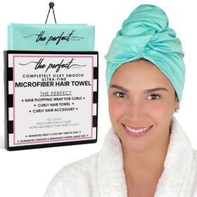 THE PERFECT HAIRCARE front view of towel wrap showing packaging and benefits