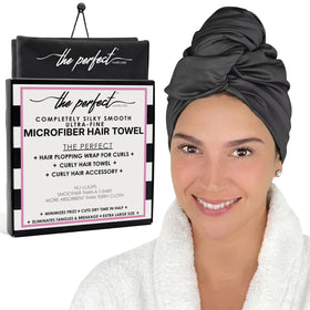 THE PERFECT HAIRCARE front view of wrap showing size and packaging benefit fast drying