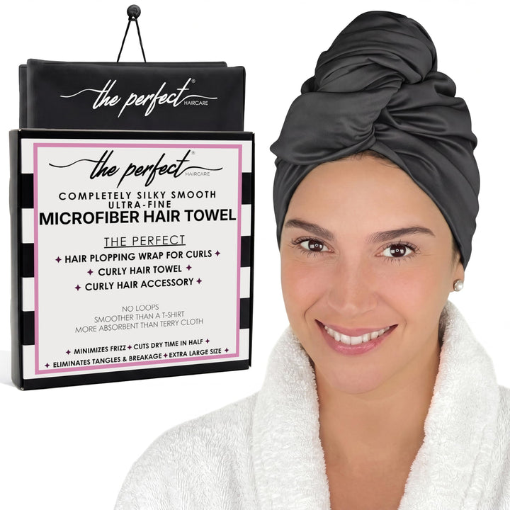 THE PERFECT HAIRCARE front view of wrap showing size and packaging benefit fast drying