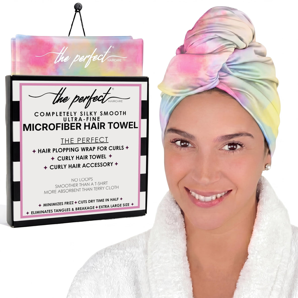 THE PERFECT HAIRCARE front view of wrap showing shape and size for quick drying