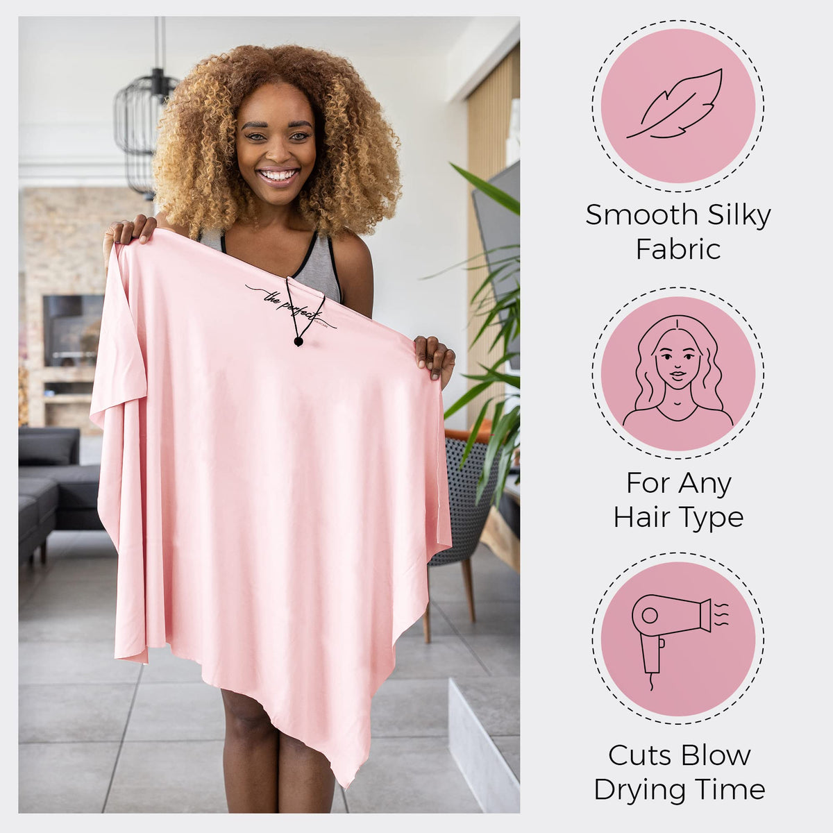 THE PERFECT HAIRCARE plopping curls with wrap to enhance curl definition and reduce frizz