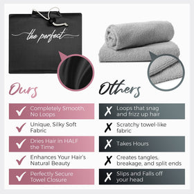 THE PERFECT HAIRCARE close-up of silky microfiber texture preventing snags and frizz