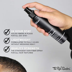 The Rich Barber fine mist used over hair fibers illustrating secure natural hold