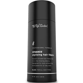 The Rich Barber product front packaging showing black fibers for instant thickness