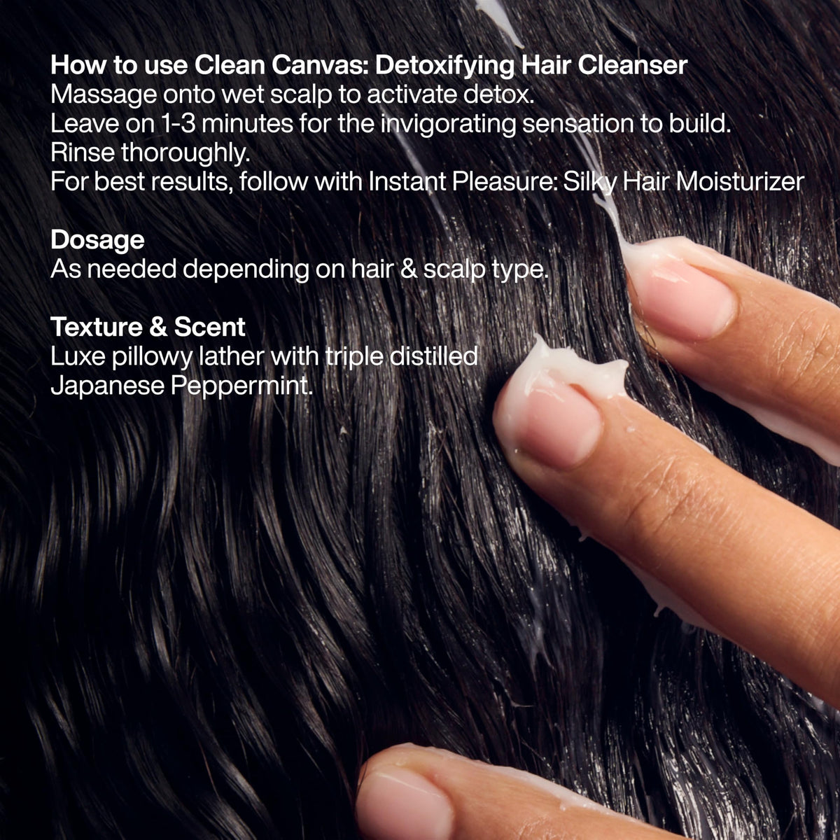 Close-up of Clean Canvas shampoo texture from The Root Project for gentle clarifying