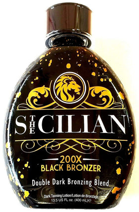 The Sicilian front bottle shot showing dark bronzer and premium packaging benefit
