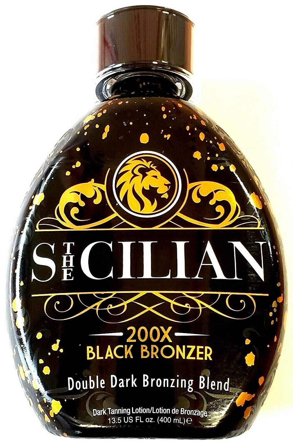 The Sicilian front packaging showing label and 13.5 oz bottle for instant bronze
