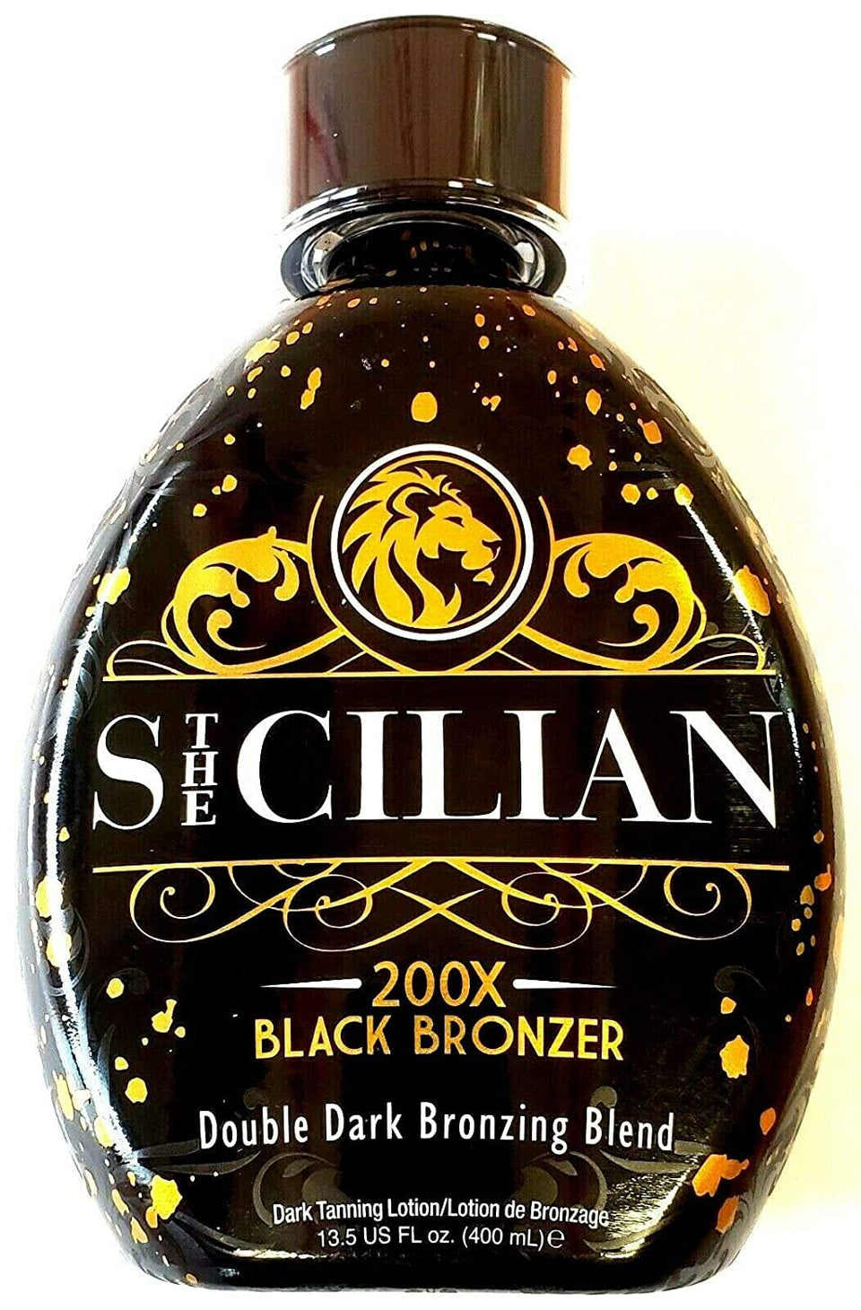 The Sicilian front packaging showing label and 13.5 oz bottle for instant bronze