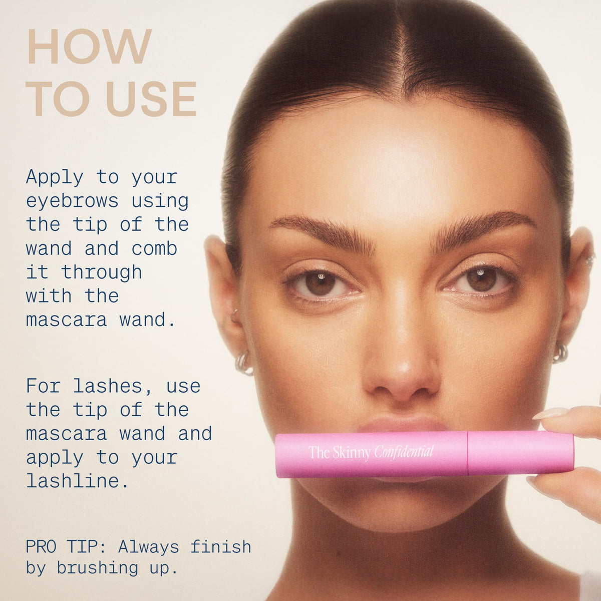 The Skinny Confidential applied to lashes showing subtle grooming and separation