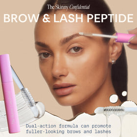 The Skinny Confidential wand detail showing brush tip for precise brow shaping and control