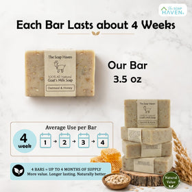 The Soap Haven bar next to a hand showing true size and easy handling
