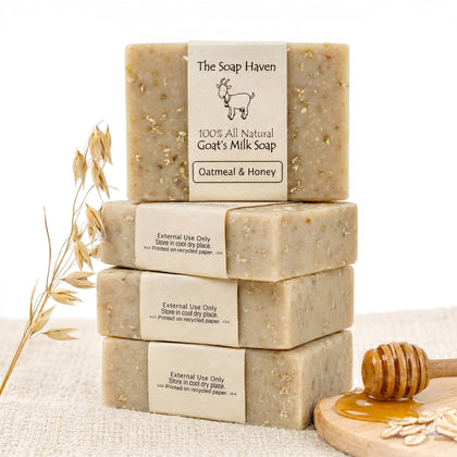 The Soap Haven front packaging showing four unscented bars and ingredient clarity