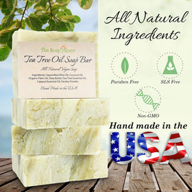 The Soap Haven close-up of tea tree soap texture highlighting creamy lather