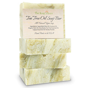 The Soap Haven front packaging showing four large bars and product benefits