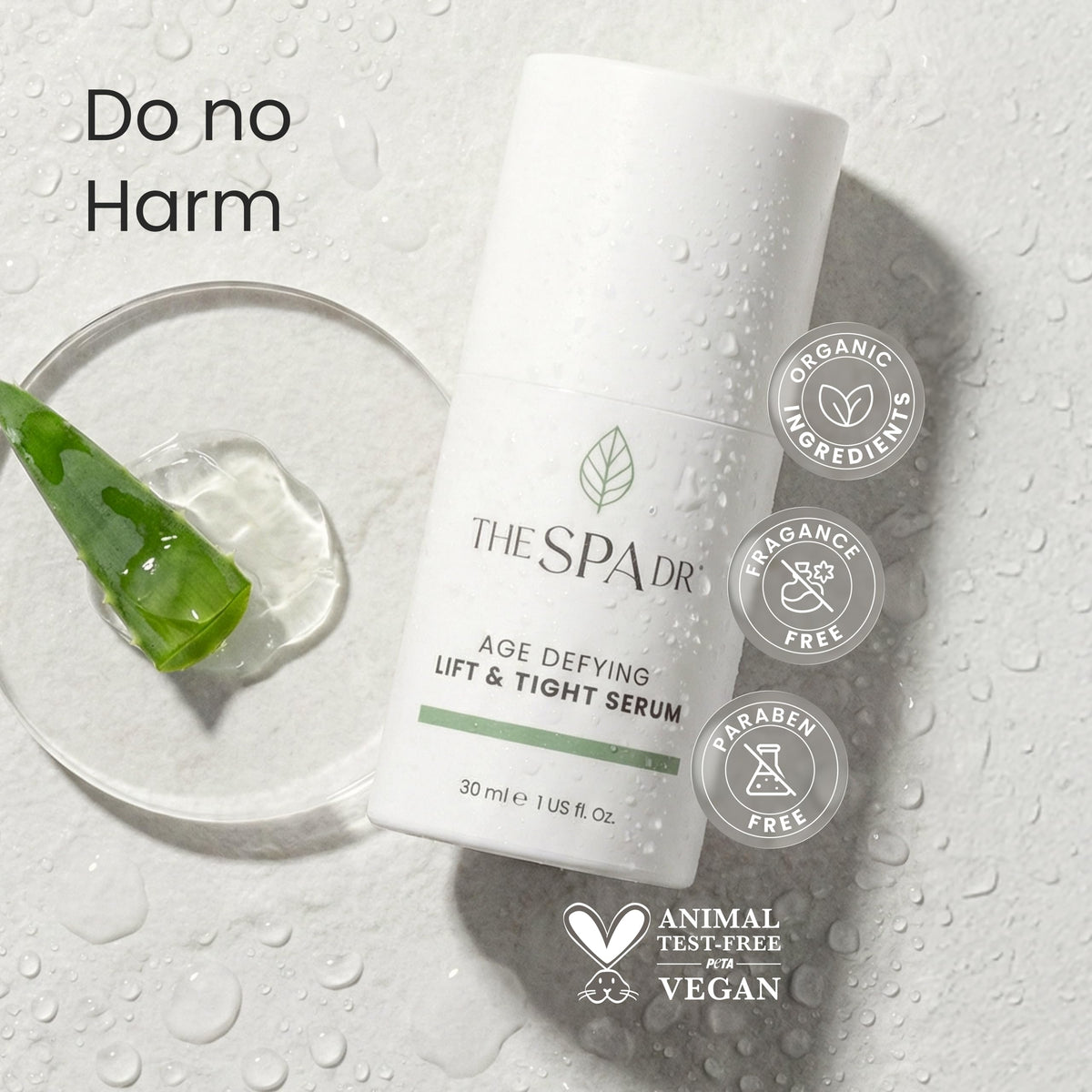 The Spa Dr serum placed on bathroom shelf in routine, effortless daily use
