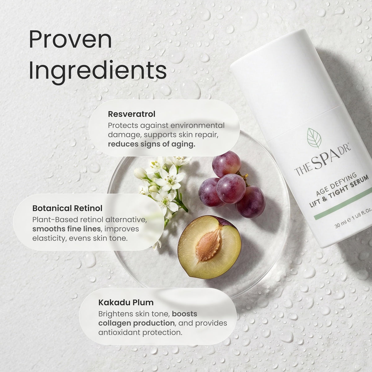 The Spa Dr Kakadu plum ingredient shot highlighting vitamin C antioxidant boost