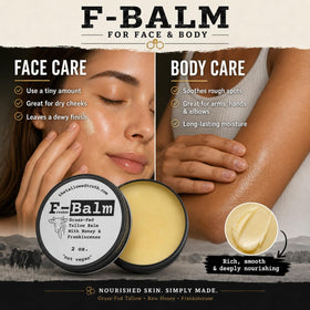 The Tallowed Truth open jar top view showing creamy honey-colored balm ready to apply