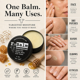 The Tallowed Truth tin beside a coin showing 2 oz scale and travel-friendly benefit
