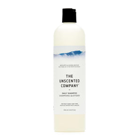 The Unscented Company front bottle shot showing fragrance-free daily shampoo benefits