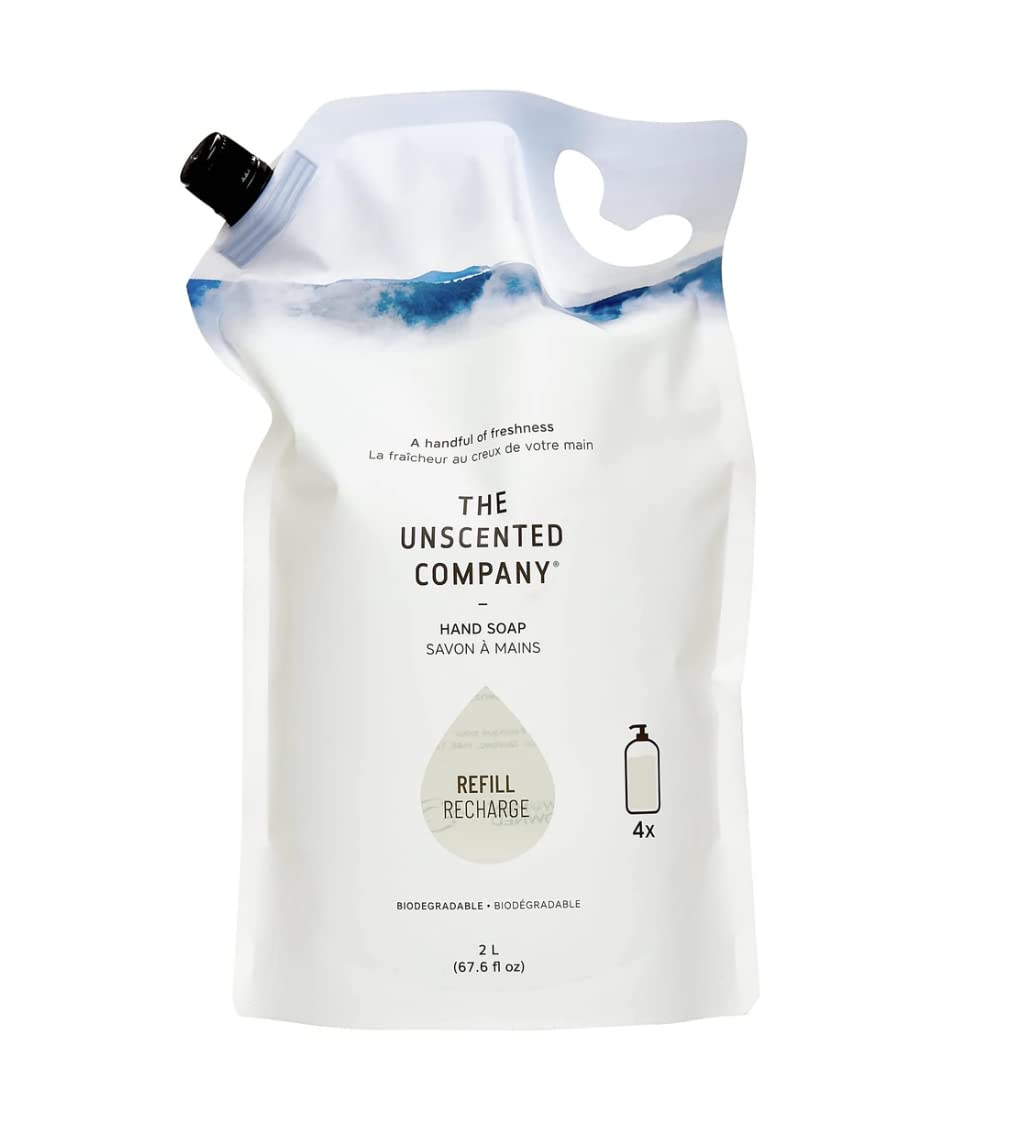 The Unscented Company front packaging showing 2L refill and eco benefit
