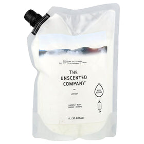 The Unscented Company refill front packaging showing bottle label and benefits