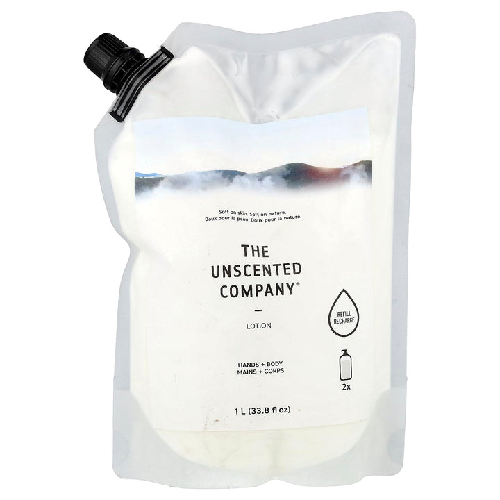 The Unscented Company refill front packaging showing bottle label and benefits
