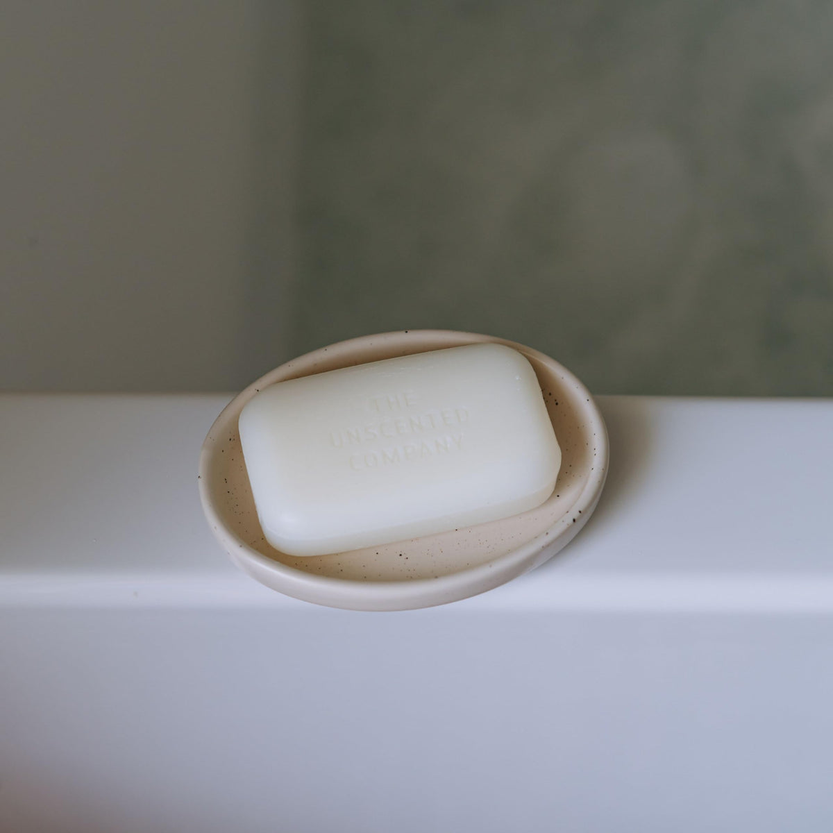 Label and ingredient panel from The Unscented Company soap bar highlighting ethical, minimal formulation