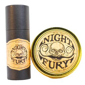 THE VINTAGE GROOMING CO. front packaging showing both Night Fury products and benefits