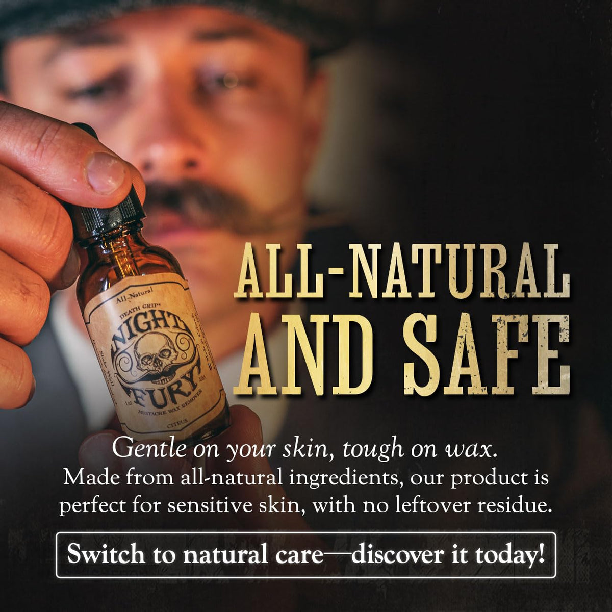 THE VINTAGE GROOMING CO. amber dropper bottle of remover oil displaying precise dosing benefit