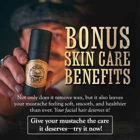 THE VINTAGE GROOMING CO. oil applied to mustache demonstrating wax softening and easy removal
