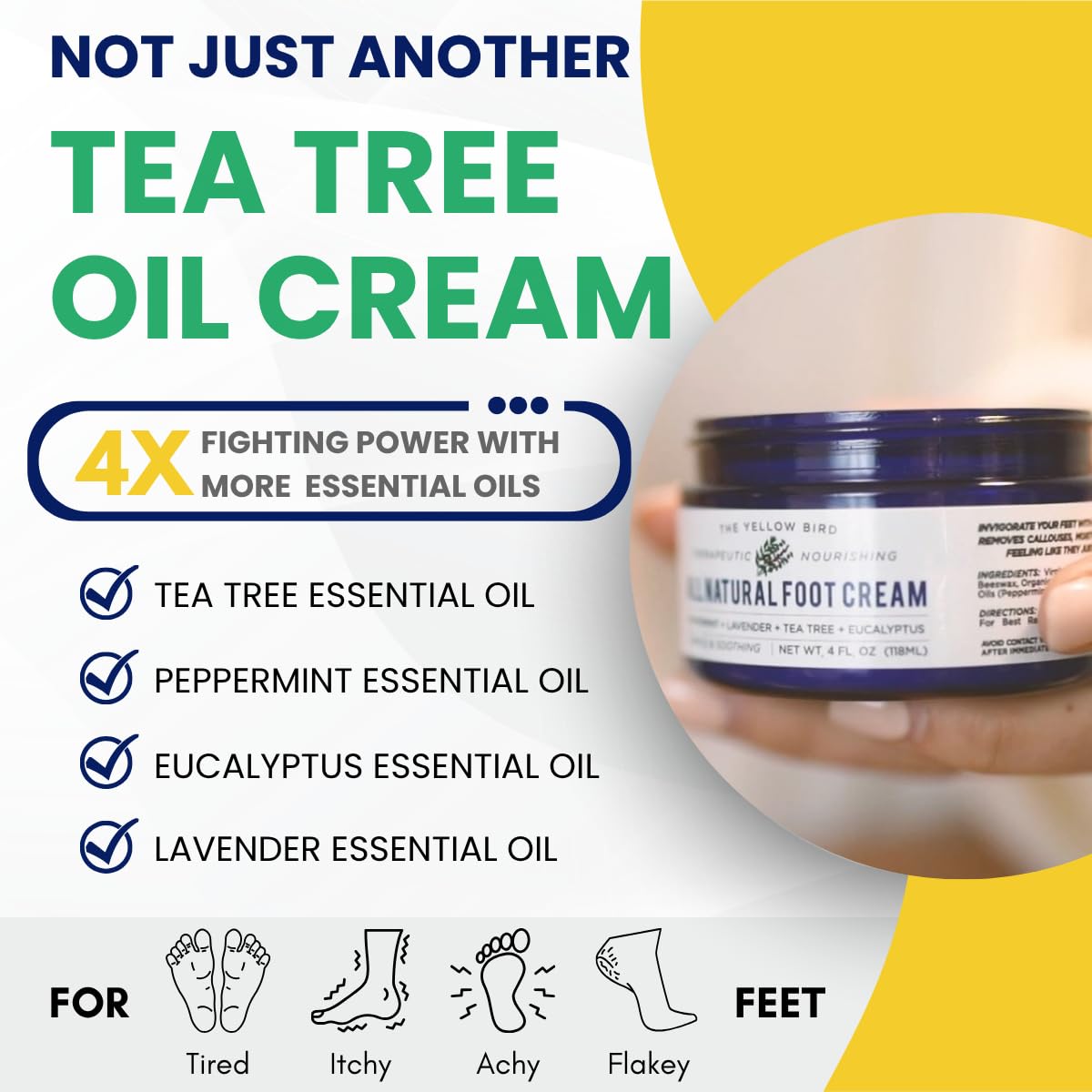 Applying The Yellow Bird balm to heel for softened cracked skin