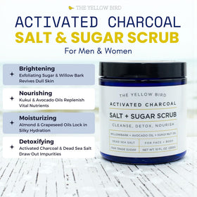 The Yellow Bird charcoal scrub texture close-up revealing gentle grains