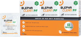 THEA PHARMA Blephaclean front packaging showing tub and branding for clear identification