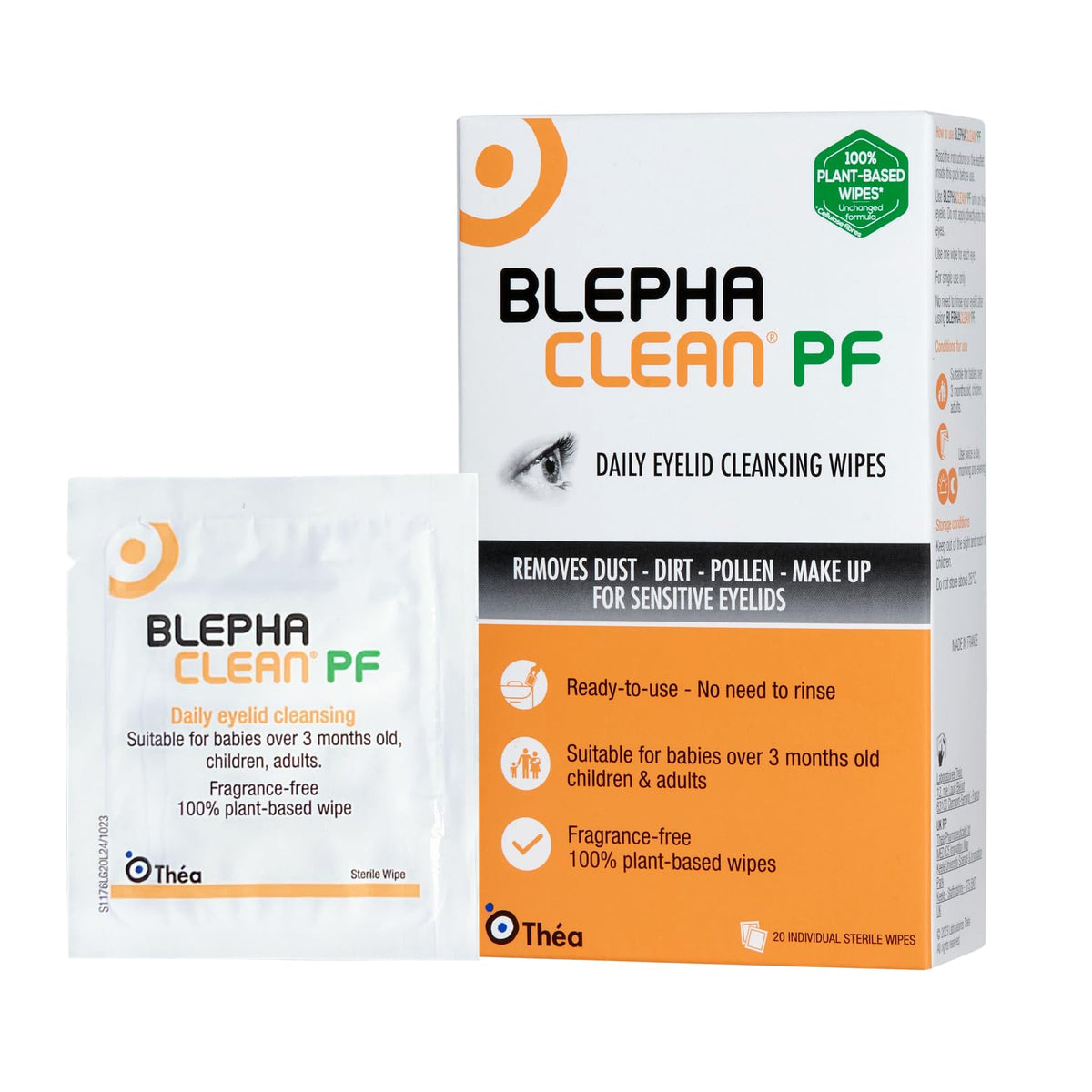 THEA PHARMA Blephaclean tub inside travel bag showing portability for on-the-go hygiene