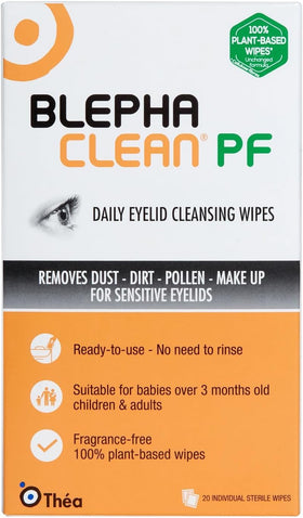 THEA PHARMA Blephaclean tub open with a single sterile wipe ready to use for convenience
