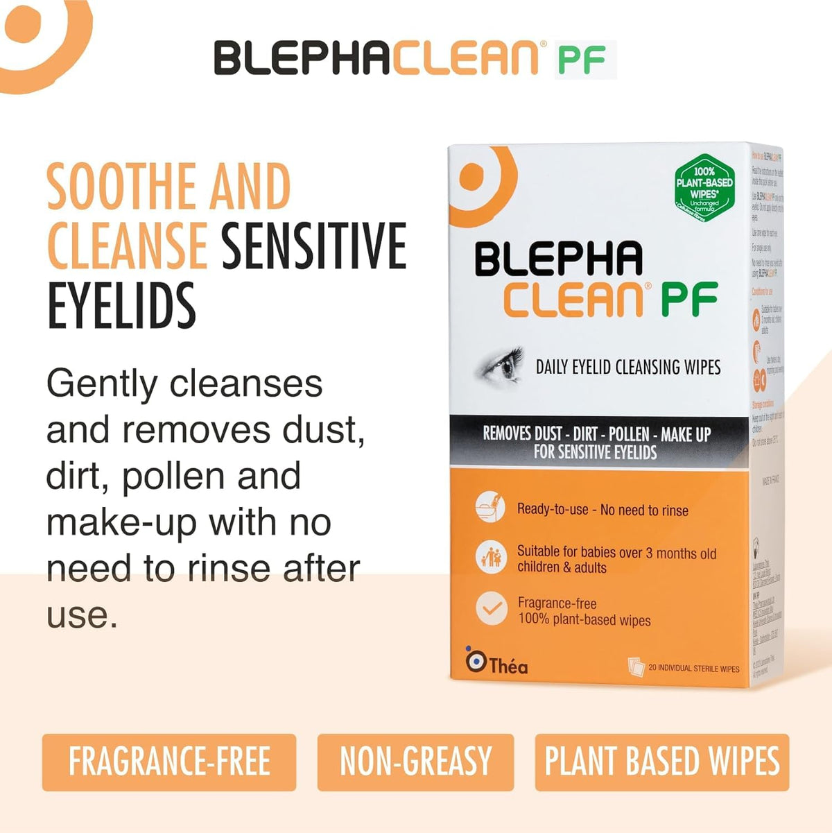 THEA PHARMA Blephaclean wipe fabric close-up displaying soft texture and gentle cleansing