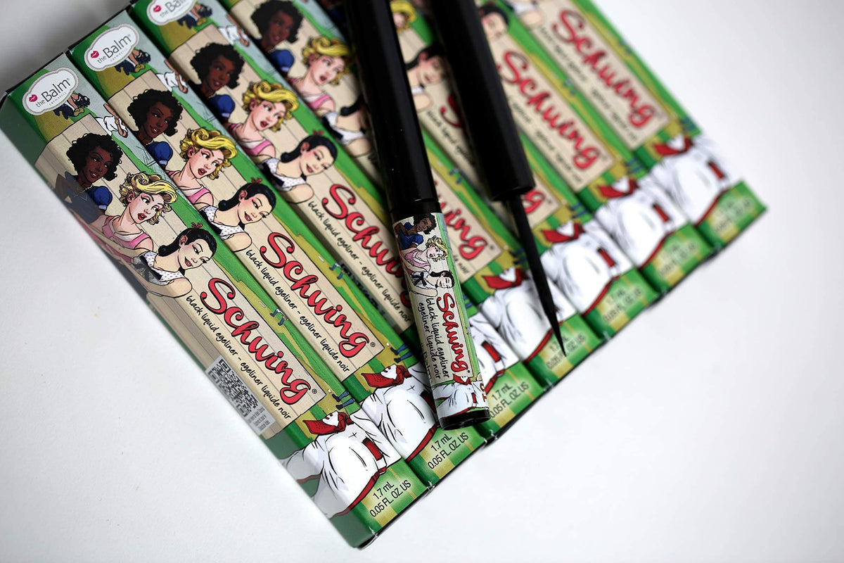 theBalm Schwing applying liner on the eye for neat winged look