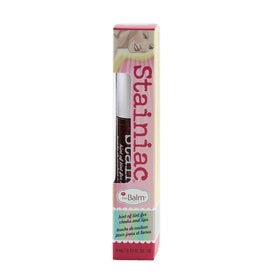 theBalm Stainiac Beauty Queen swatch on skin and fingertip demonstrating blendable color