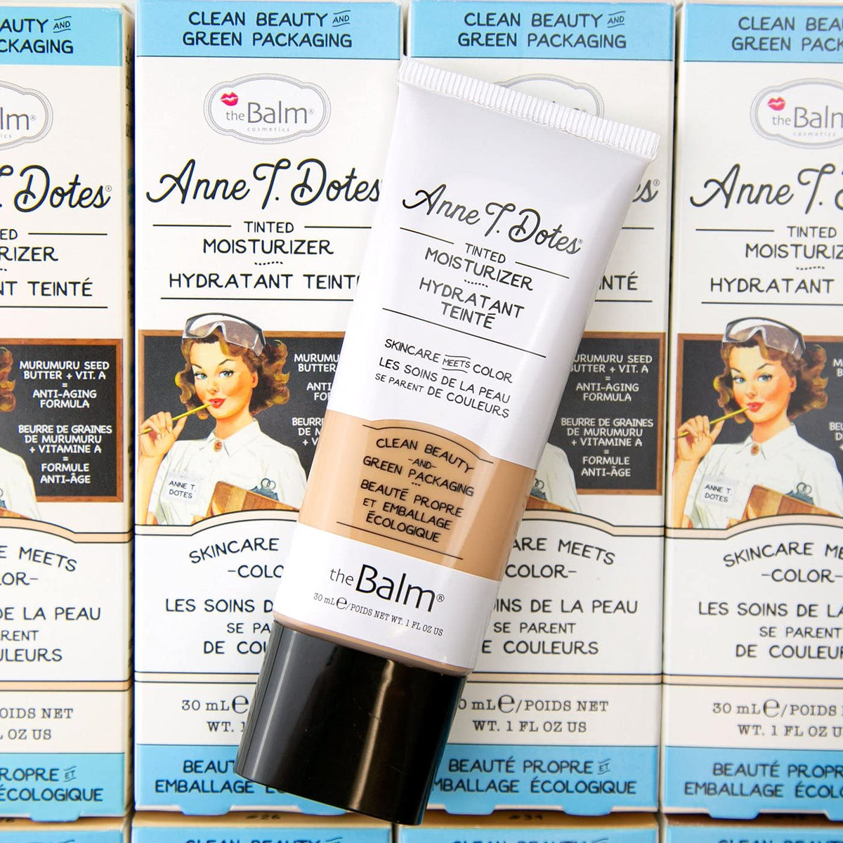 theBalm tube close-up of nozzle showing controlled dispensing and easy application