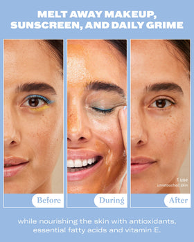 Then I Met You balm melting on hand to dissolve makeup quickly