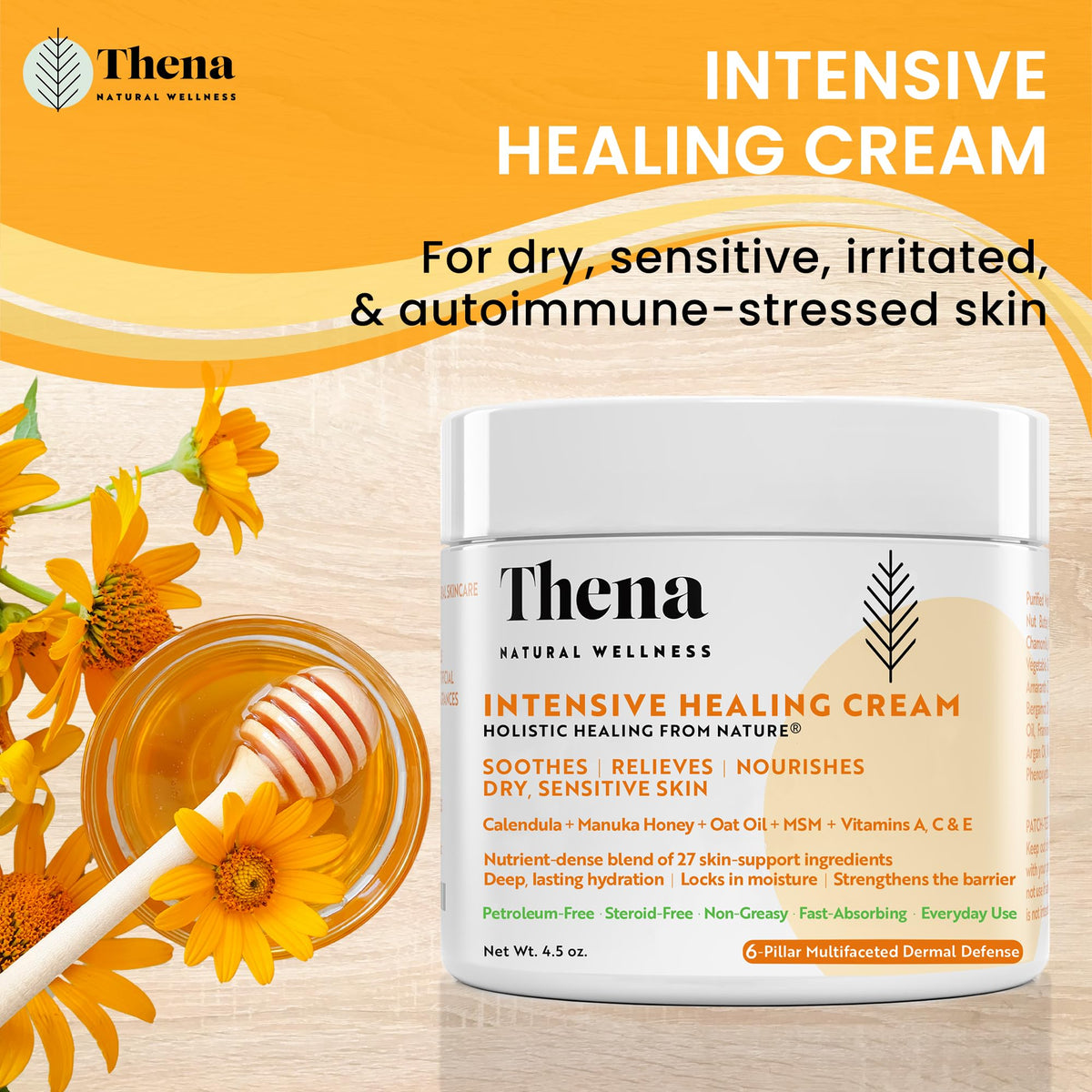 THENA texture close-up of rich cream demonstrating deep hydration