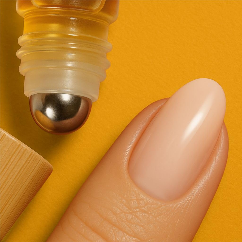 Theniya size comparison 5ml beside coin illustrates portable travel-friendly nail oil