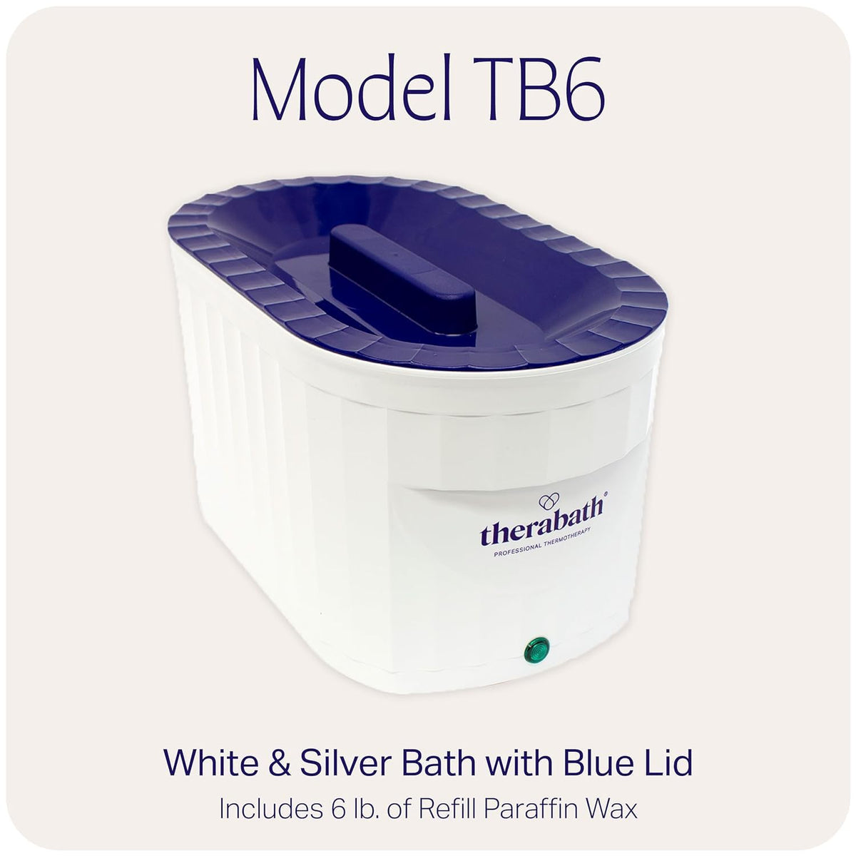 Therabath TB6 open top revealing deep immersion tank, accommodates full hand coverage