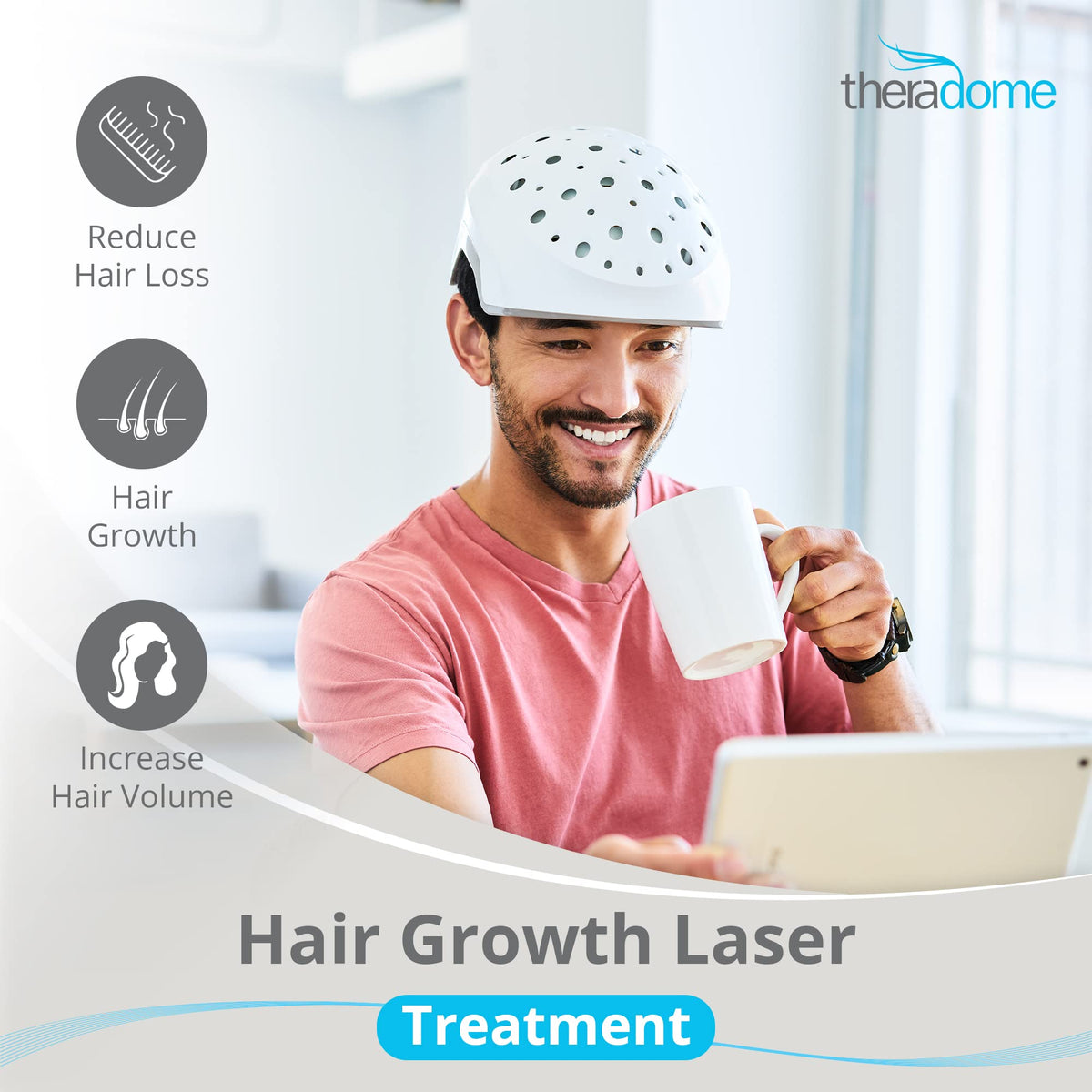 Theradome side profile highlighting ergonomic design and comfort